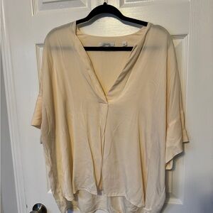 Vince Blouse XL - Elegant Cream Women's V neck Top